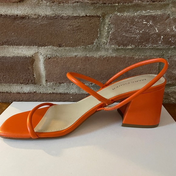 Marc Fisher shoes Galvin block heel strappy leather orange size 7 - Picture 2 of 5